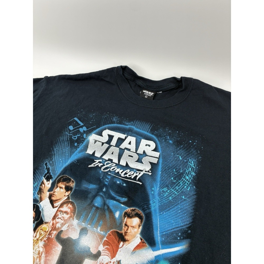Y2K Star Wars In Concert Tour 2010 Graphic Shirt Size XL Lucas film Double Sided